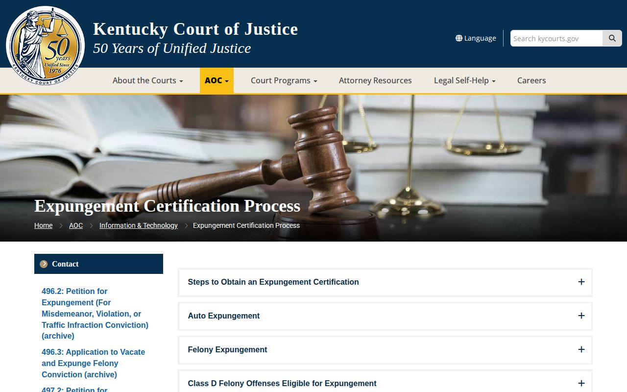 Kentucky court expungement guidance for Clark County arrest records
